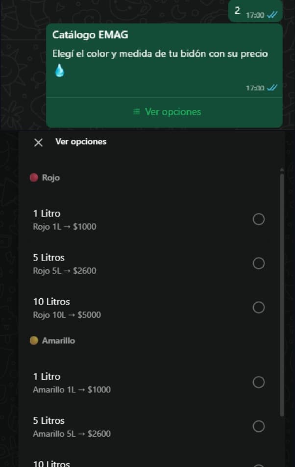 EMAG + SUBOT / Pedidos por WhatsApp, vista 2